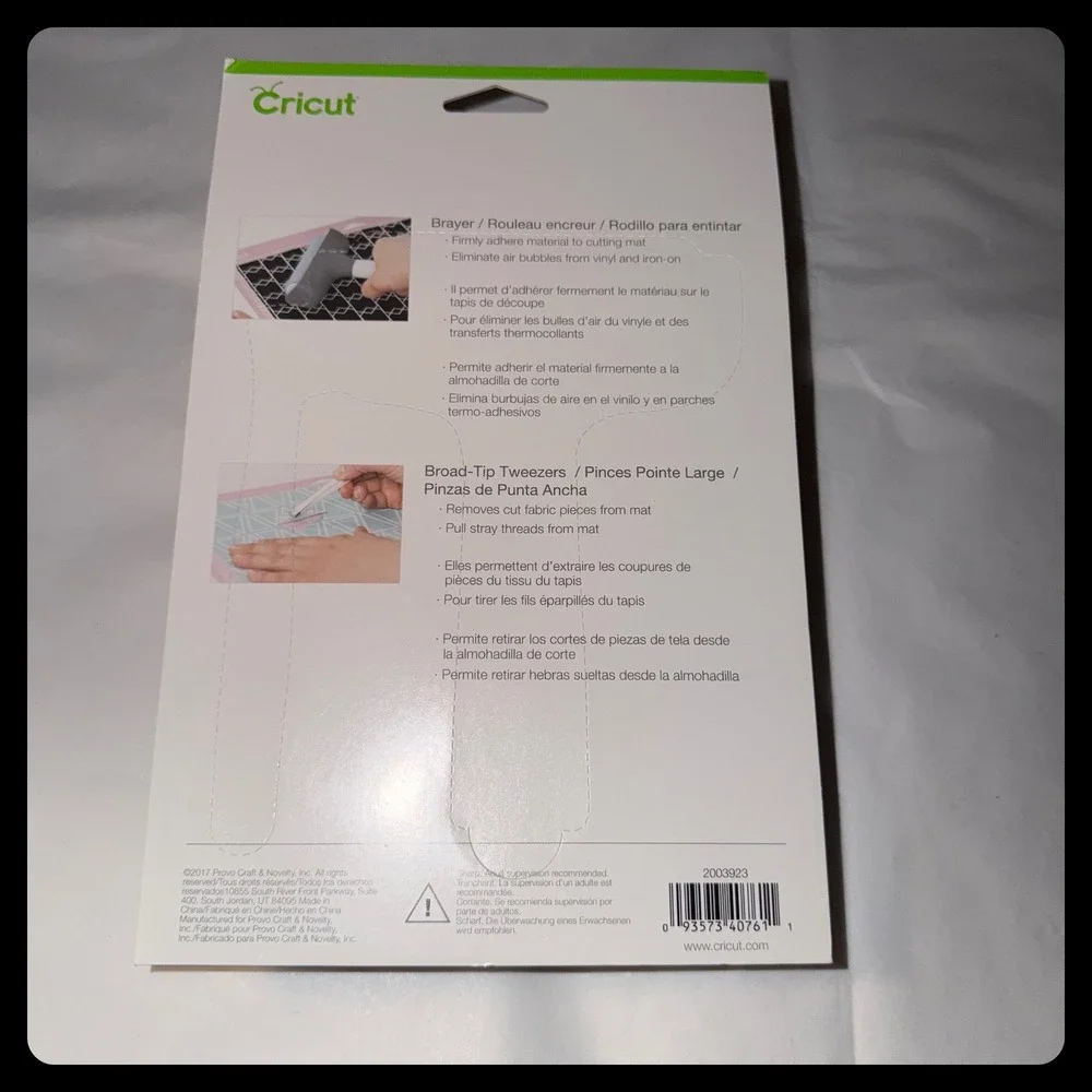 Cricut Applicator & Remover Set Brayer Tweezers White Gray Mint Craft Tool